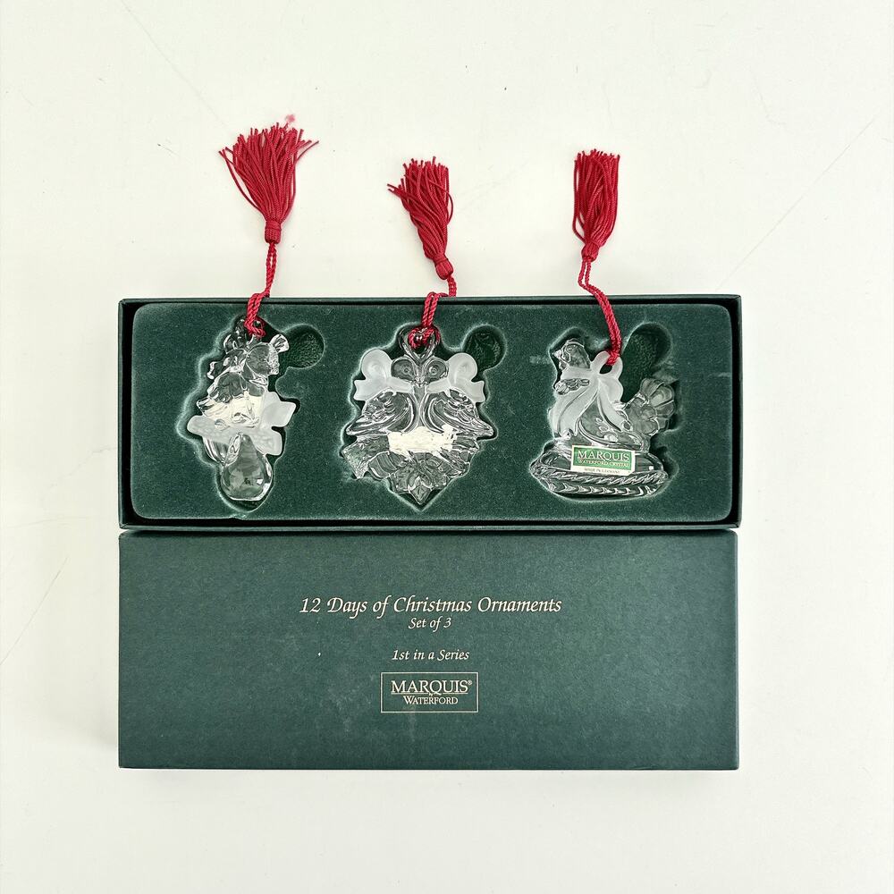 MARQUIS WATERFORD 12 DAYS OF CHRISTMAS ORNAMENT SET OF 3
